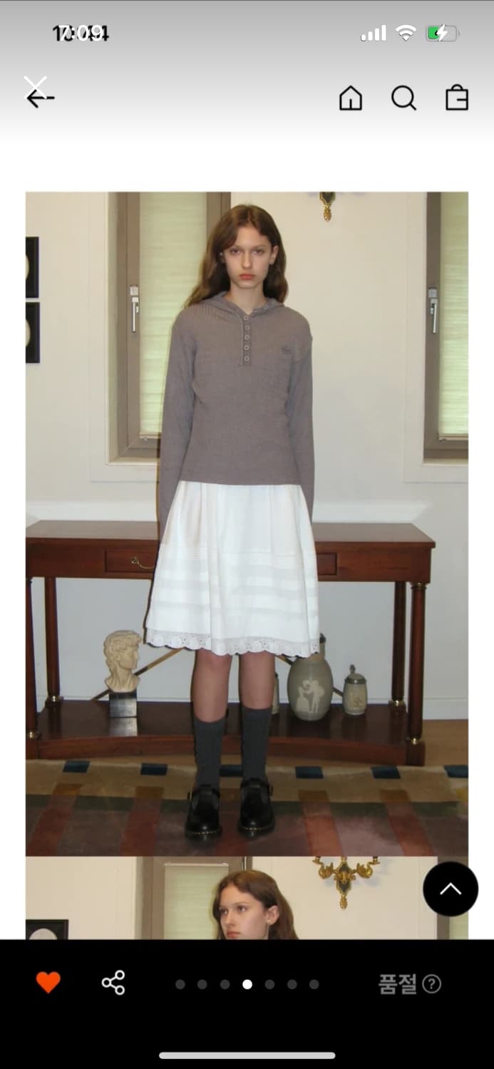 시눈 hooded button knit top (melange grey) 상품이미지4