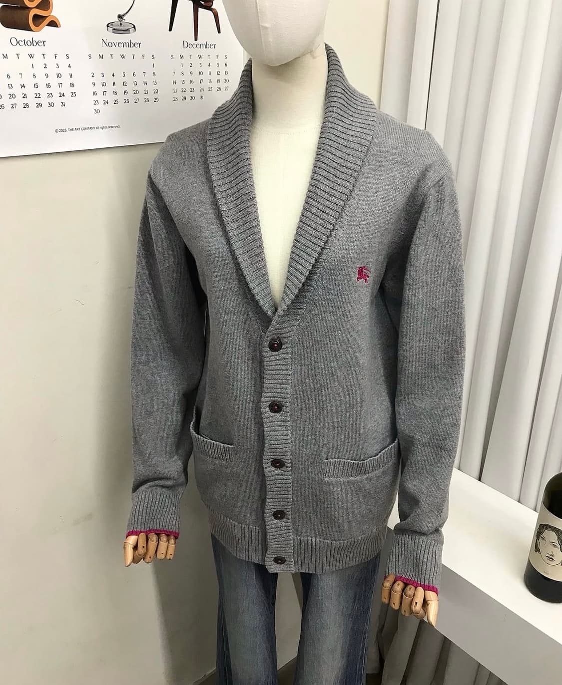 버버리 로고 그레이 배색 가디건 상품이미지8