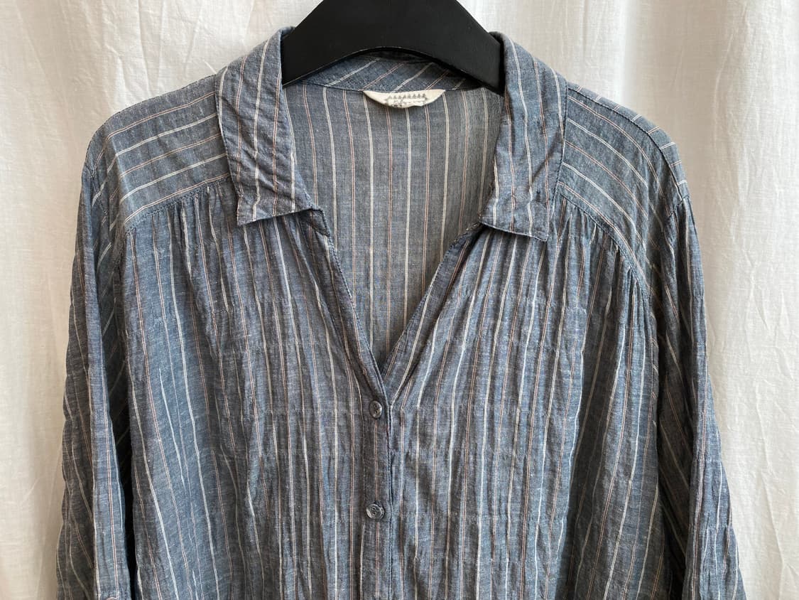 린넨면 스트라이프 7부 블라우스(L-XL) 상품이미지4