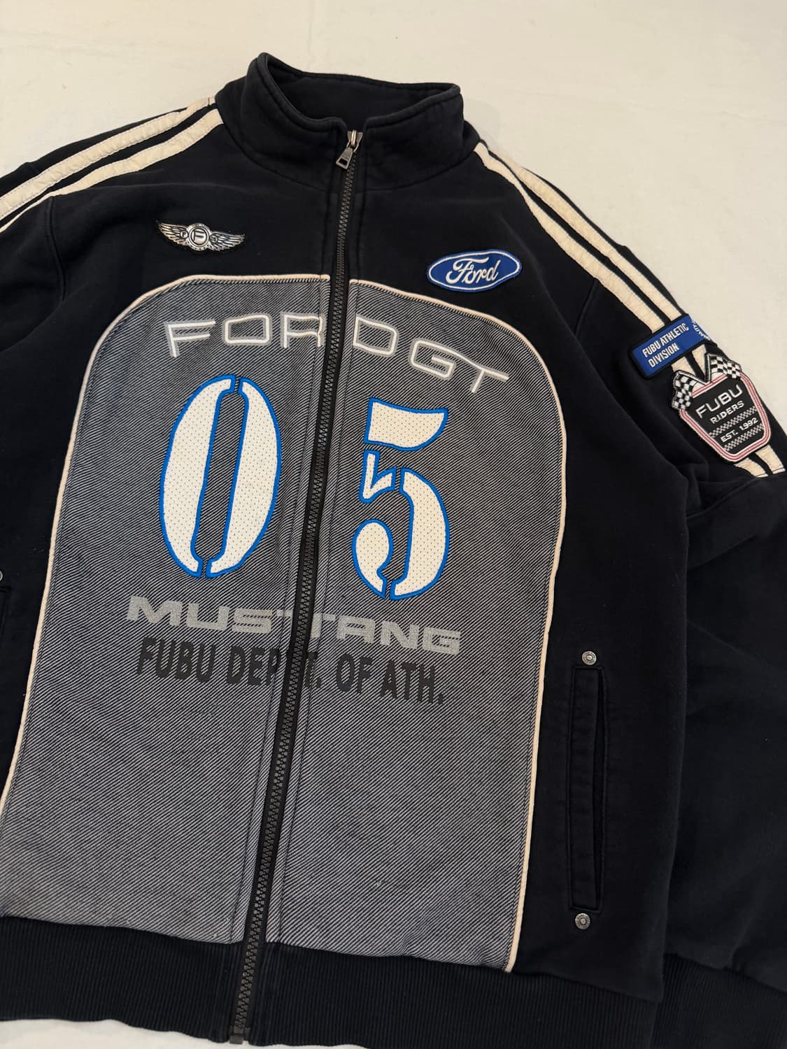 FUBU 후부 포드 머스탱 레이싱 코튼 집업 져지 블랙 상품이미지2