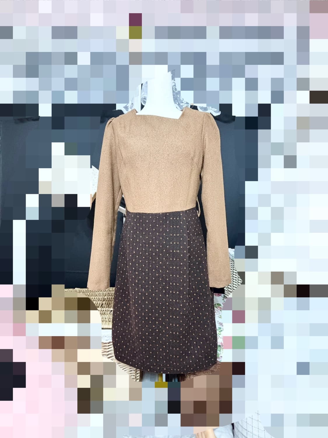 새제품ㅡ 도트무늬 언발란스 넥라인 원피스 s사이즈 상품이미지1