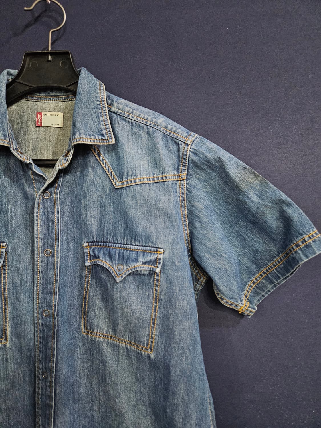 리바이스 블루 남성 100 데님 반팔셔츠  상품이미지4