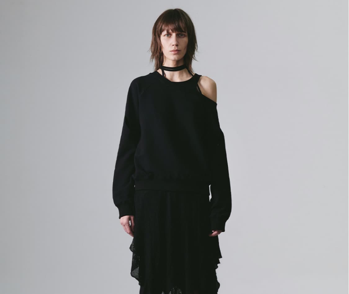 나체 슬릿 레이어드 스웻 셔츠 상품이미지1