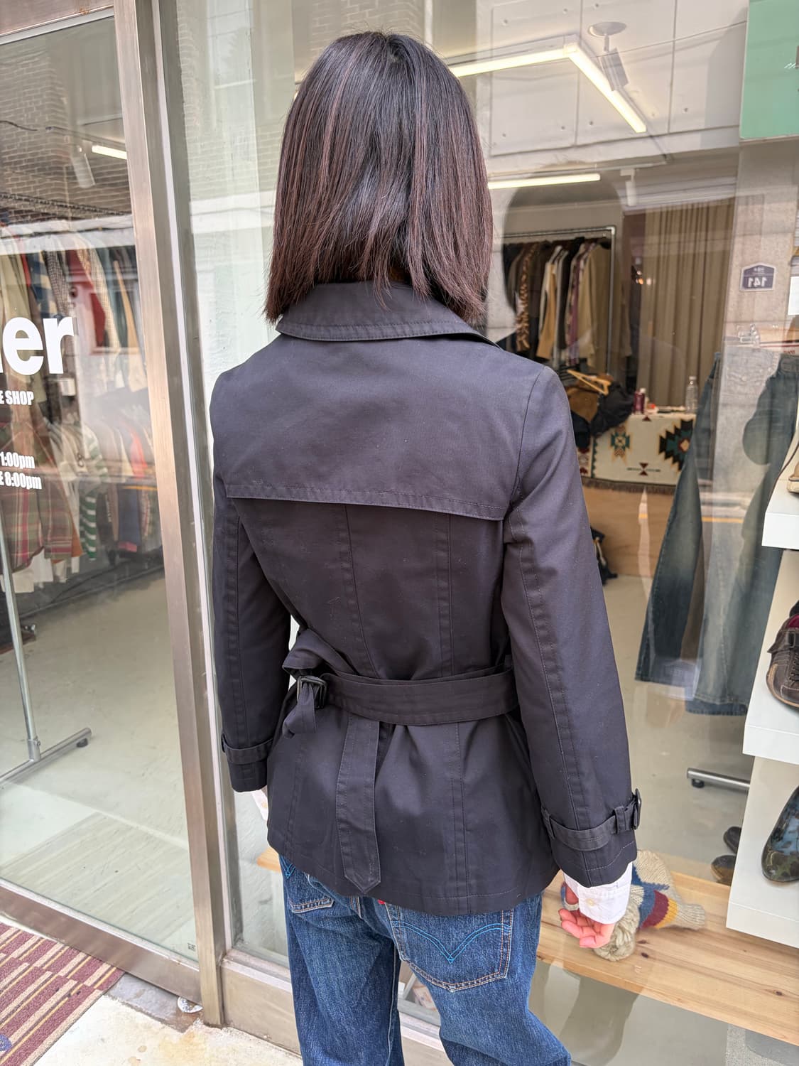 Sisley 블랙 더블 트렌치 자켓  상품이미지3