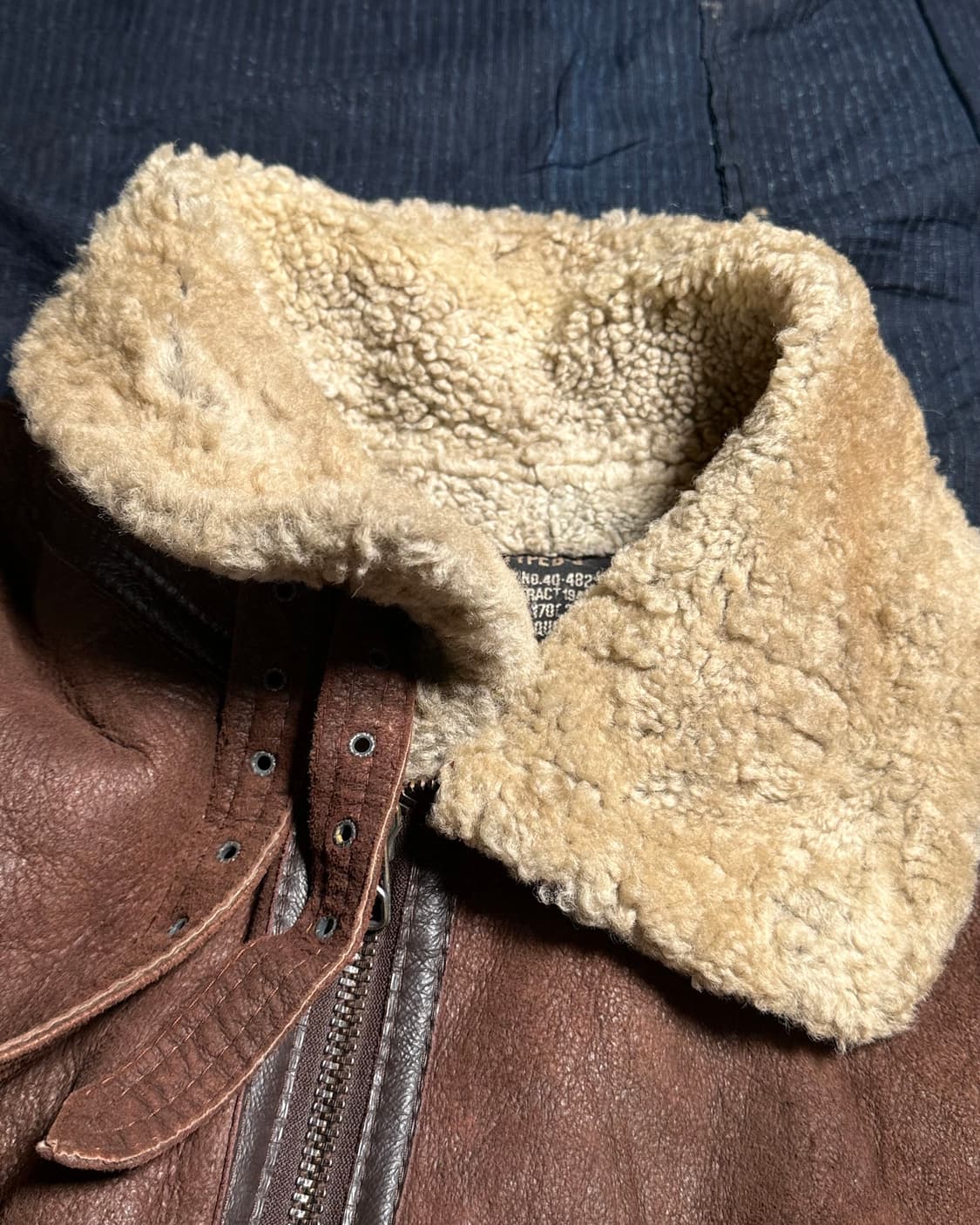 80-90‘s 빈티지 타입 B-3 시어링 레더 플라이트 자켓 L 상품이미지2