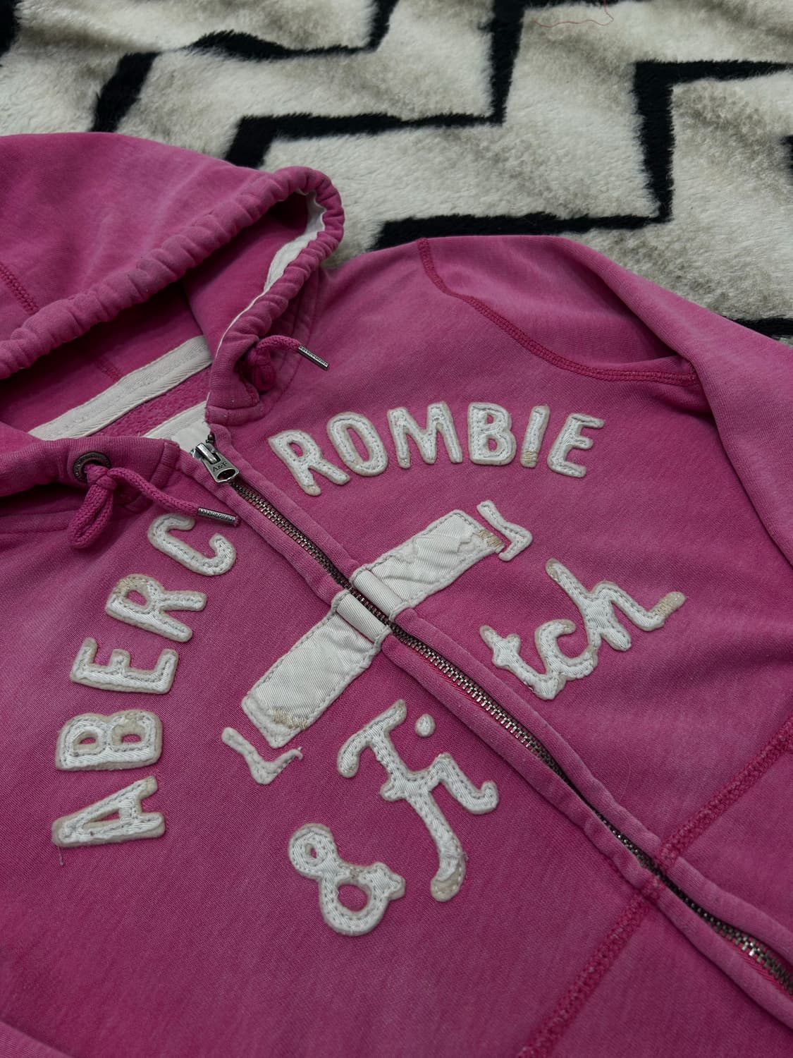 [M]아베크롬비 스펠아웃 후드집업/핑크/물빠짐 상품이미지1