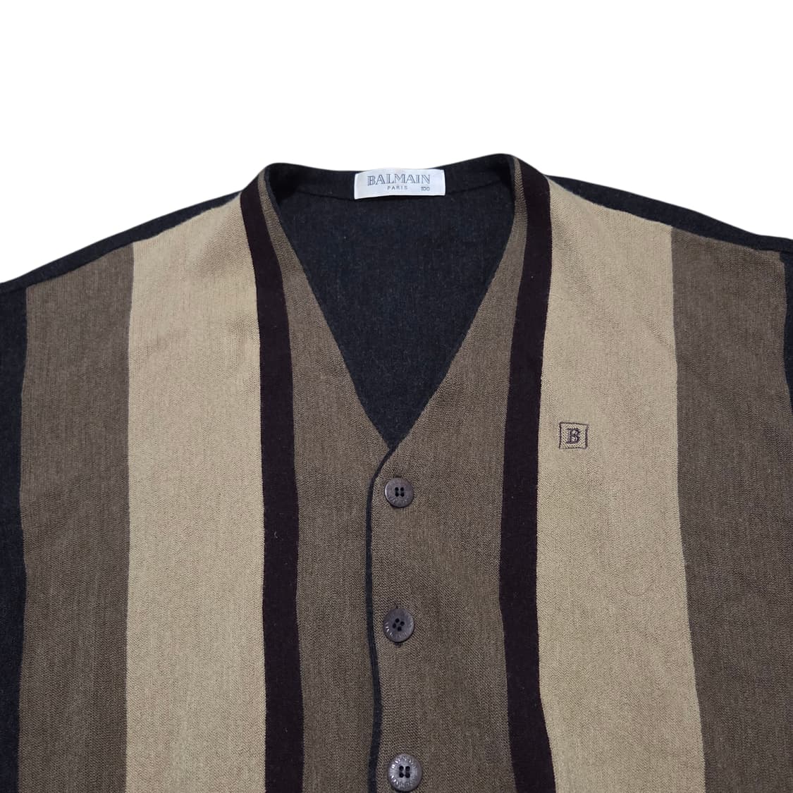 Balmain 발망 빈티지 스트라이프 자수 로고 가디건 상품이미지2