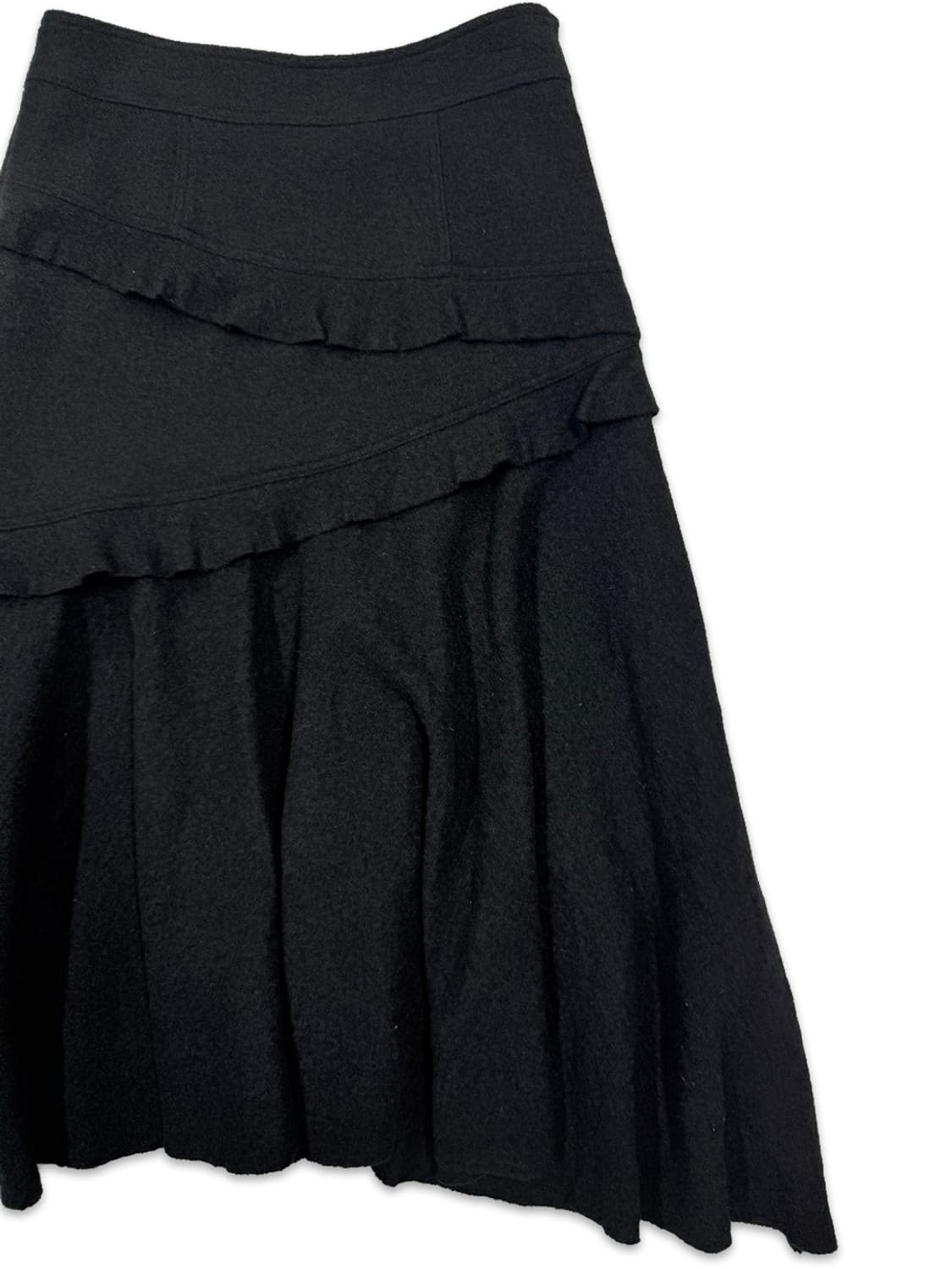 빈티지 블랙 프릴 언발란스 롱 스커트 상품이미지2