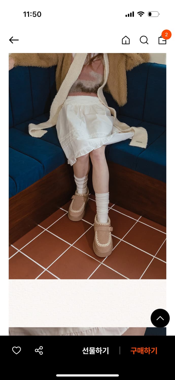  (새상품) 스티치 디테일 방한 로퍼 4cm 상품이미지2