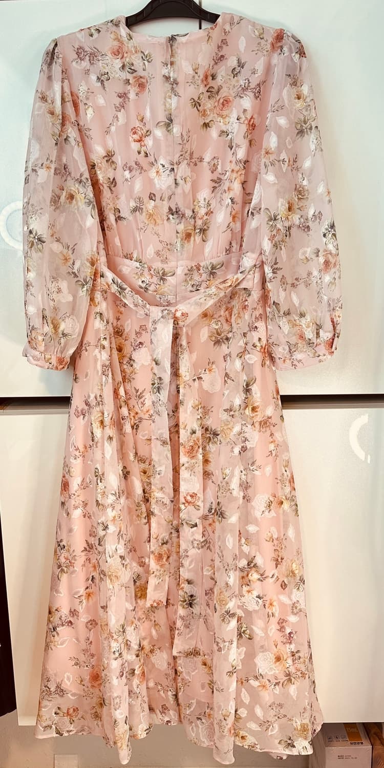 핑크 플라워 쉬폰 롱 원피스 상품이미지5