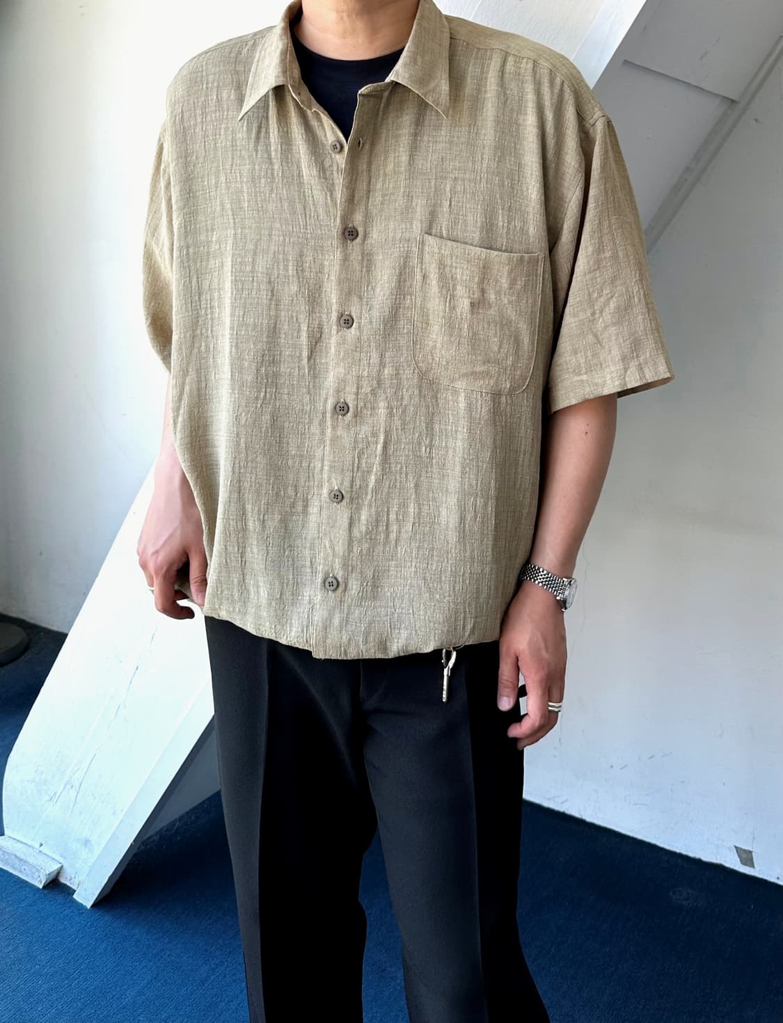 High count tencel poly woven H/S shirt 상품이미지7