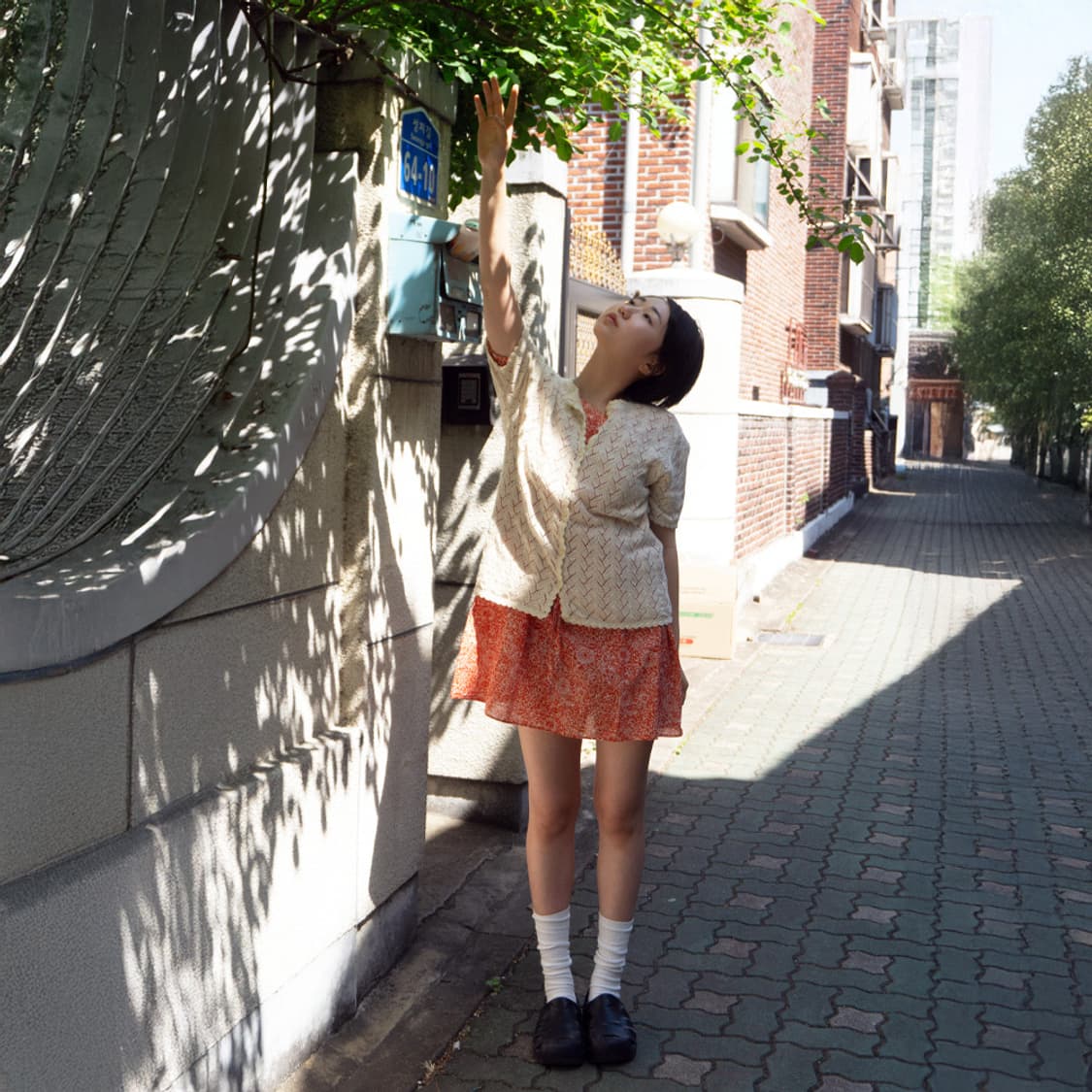 귤빛 잔꽃 코튼 원피스 상품이미지3