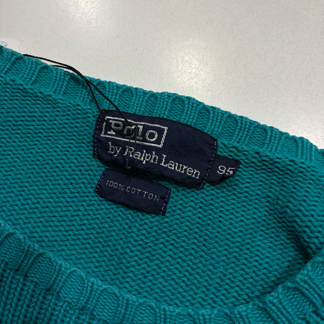[95] 90s 폴로 랄프로렌 코튼 니트 스웨터 터키블루 C634 상품이미지4