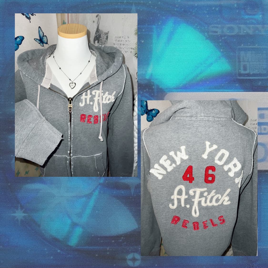 아베크롬비 그레이 데미지 포인트 후드 집업 상품이미지5