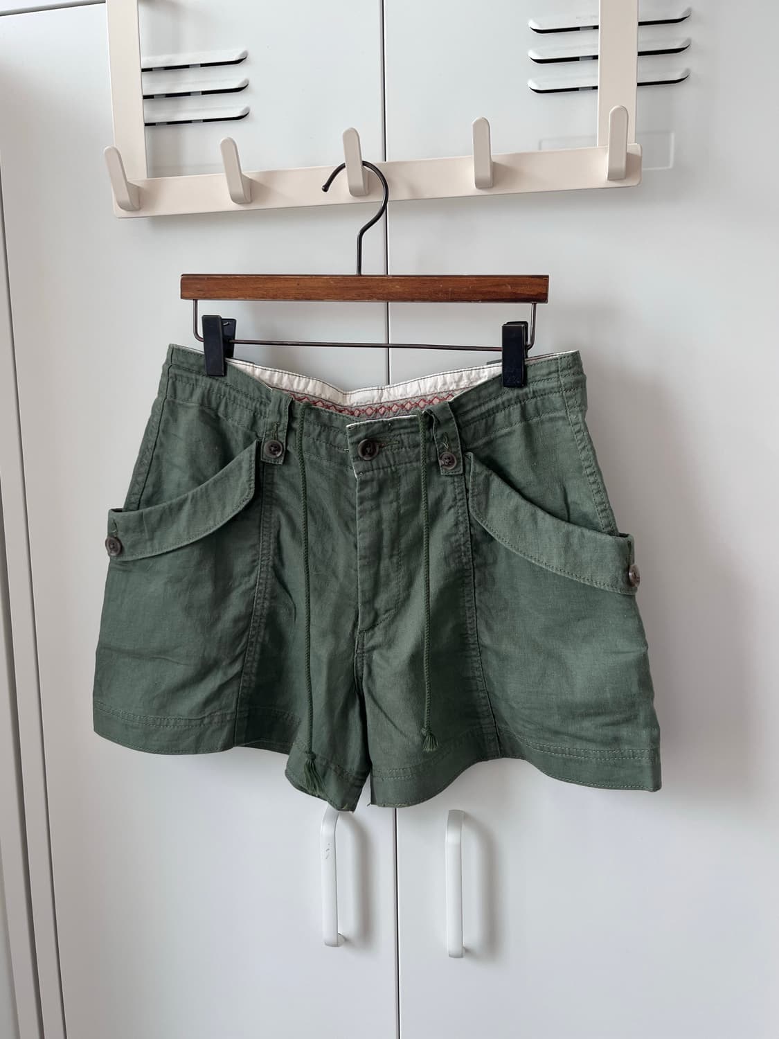 Archives 카키 포켓 카고 팬츠 반바지 상품이미지4