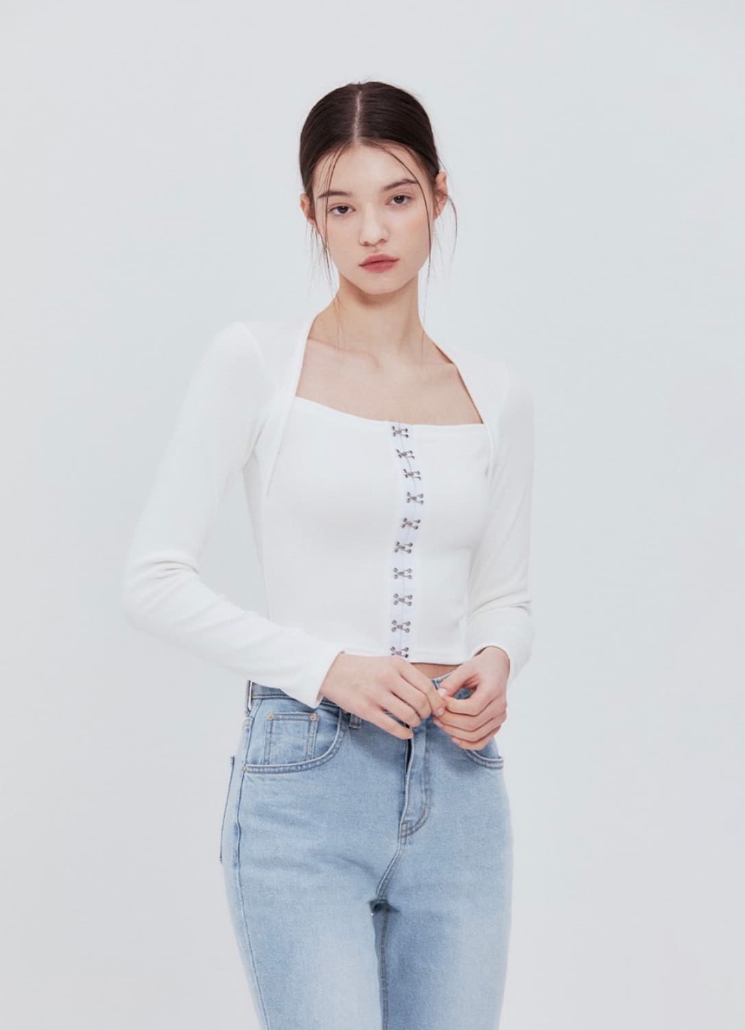 낫유어로즈 후크 스퀘어 탑 화이트(장원영, 조이 착용) 상품이미지1