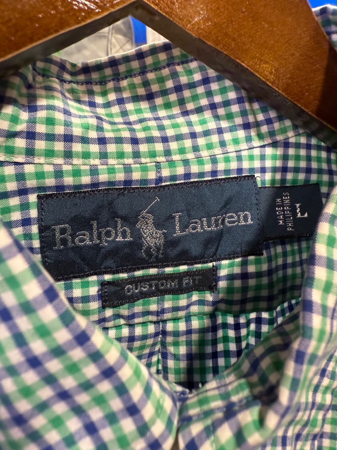 폴로 랄프로렌 네이비포니 그린 깅엄체크 셔츠 상품이미지2