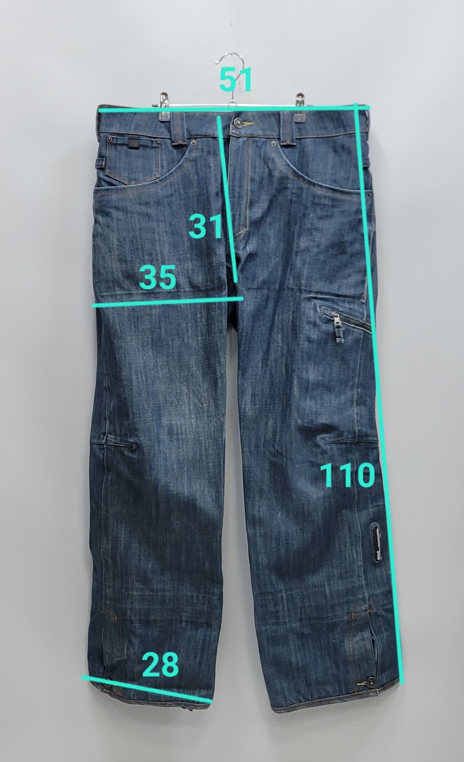 리바이스514 X 686 콜라보 스키 보드 팬츠 / 남 XL 연청 상품이미지10