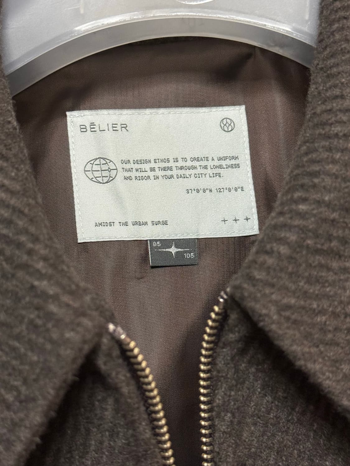 [105] 벨리에 다이에그널 헤비 울 자켓 - 멜란지 브라운 상품이미지3