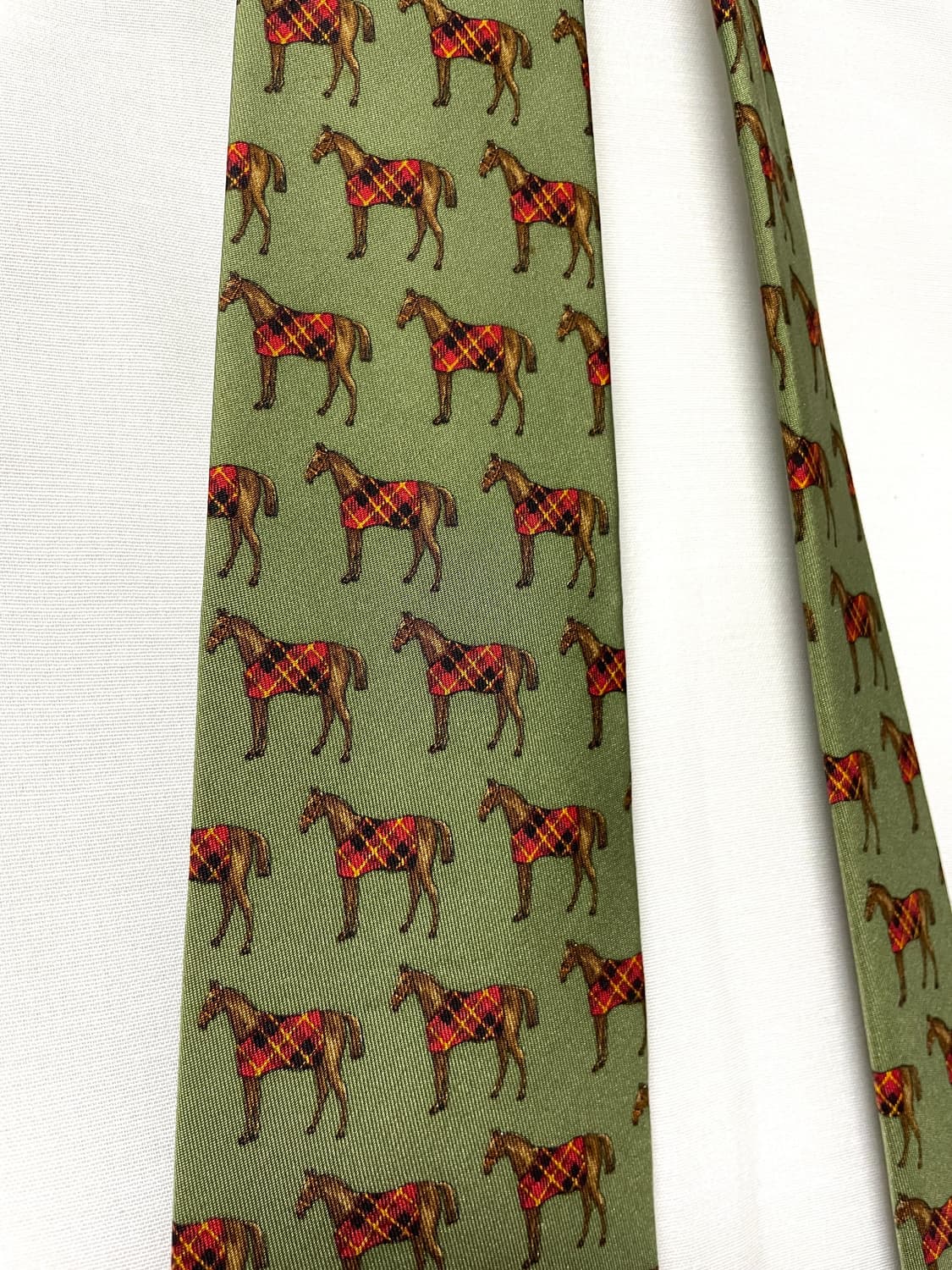 made in 캐나다) 폴로 랄프로렌 정품 말패턴 실크 넥타이 _ 그린 상품이미지3