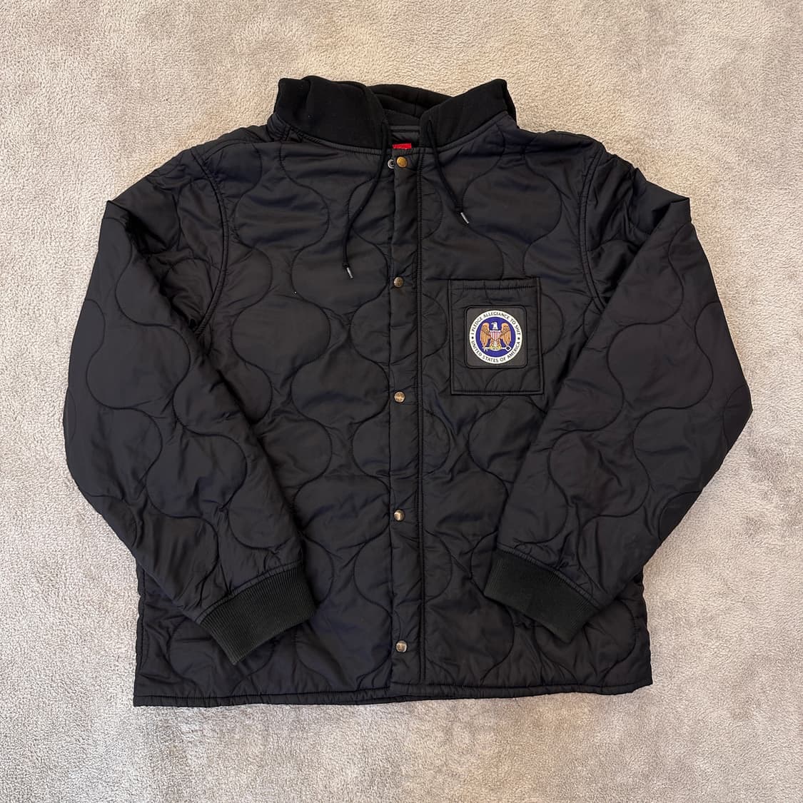 슈프림 퀄팅 후드집업 자켓 블랙 상품이미지2