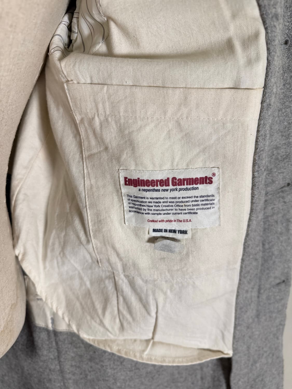 Engineered Garments 울 코트 그레이 S (Made in  상품이미지7
