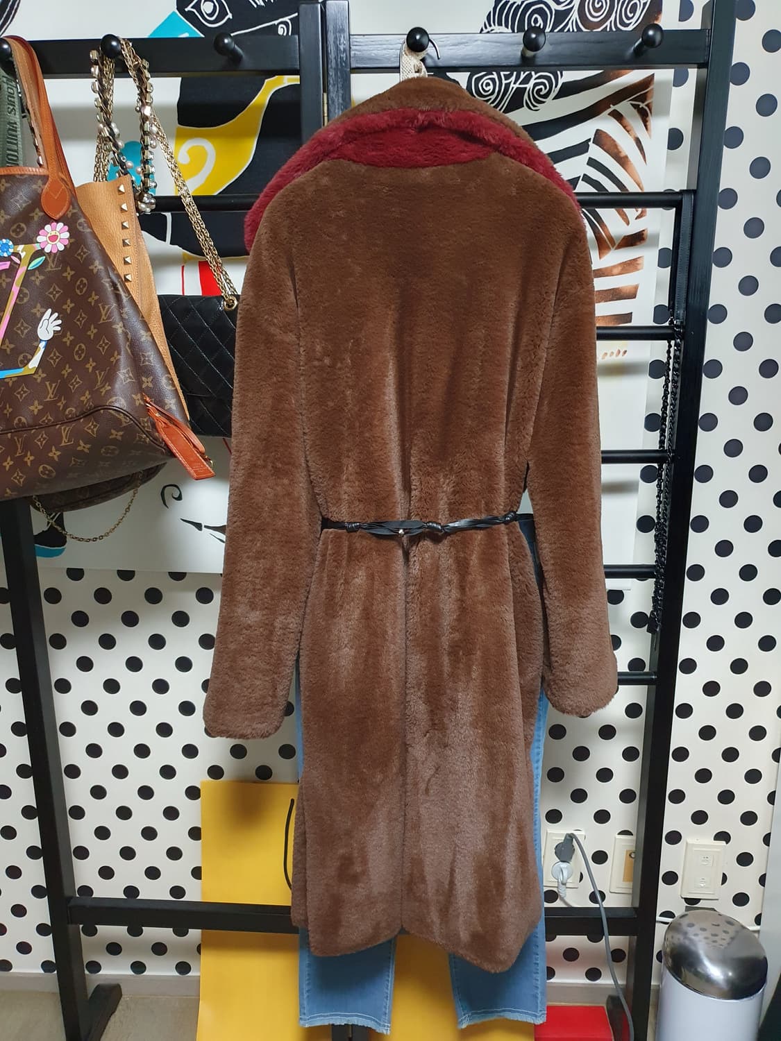 브라운 페이크 퍼  에코퍼  코트 free 상품이미지2