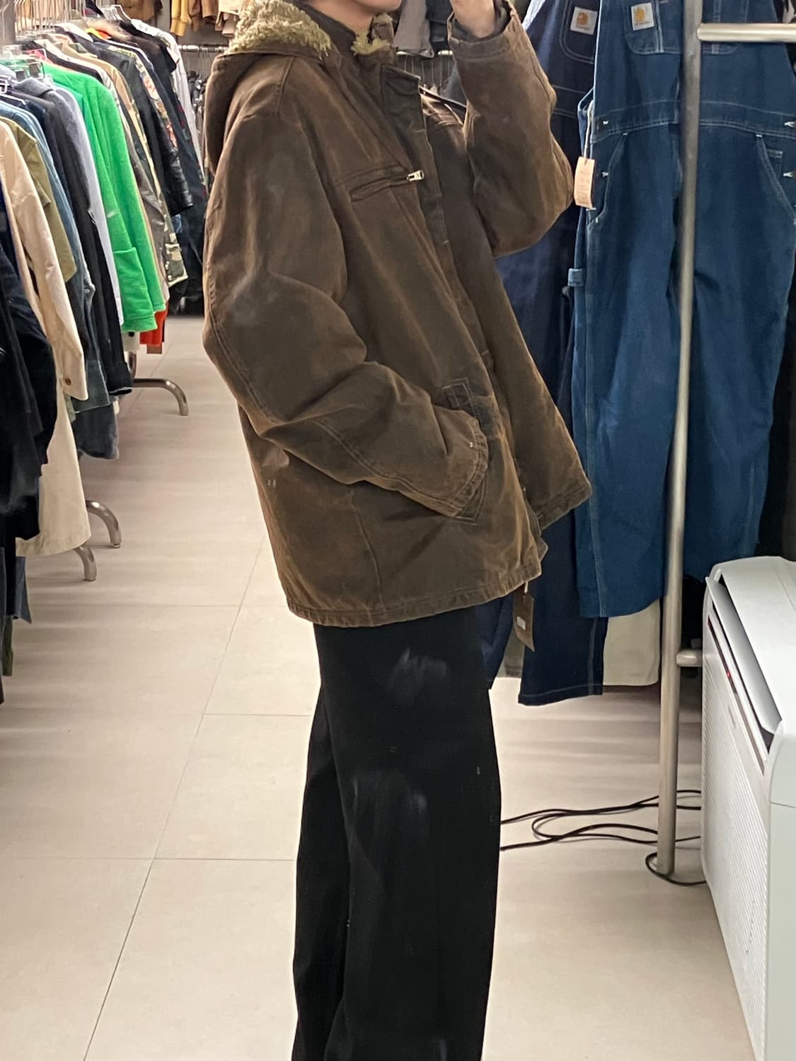 VTG 브라운 워싱 후드 점퍼 2XL 상품이미지8