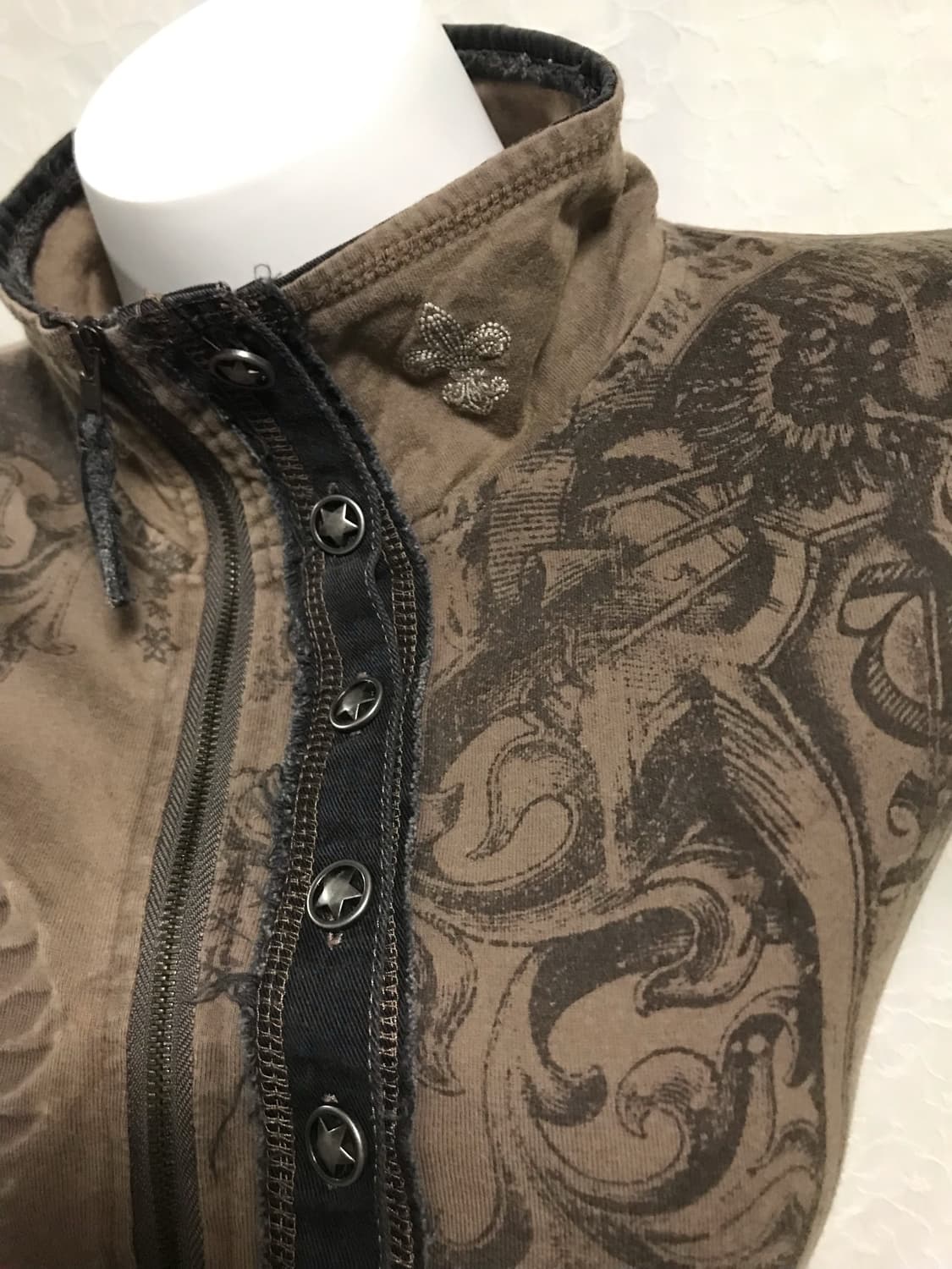 빈티지 glitz 글리츠 펑크 하이넥 카라 반소매 탑 상품이미지5