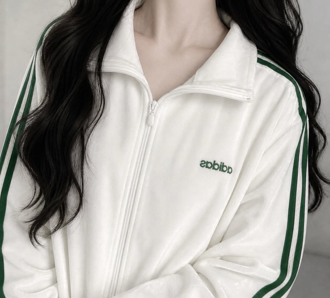 아디다스 흰초 벨벳 벨루어 져지 집업 트랙탑 상품이미지1