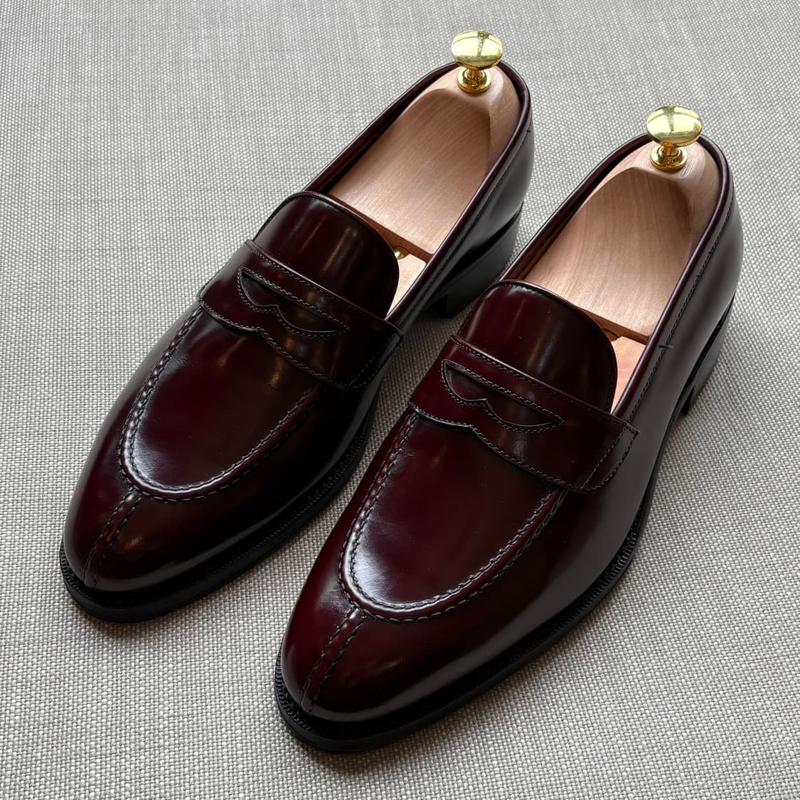 [UK7]  YANKO 14979 버건디 브라운 카프 와이팁 페니 로퍼 상품이미지1