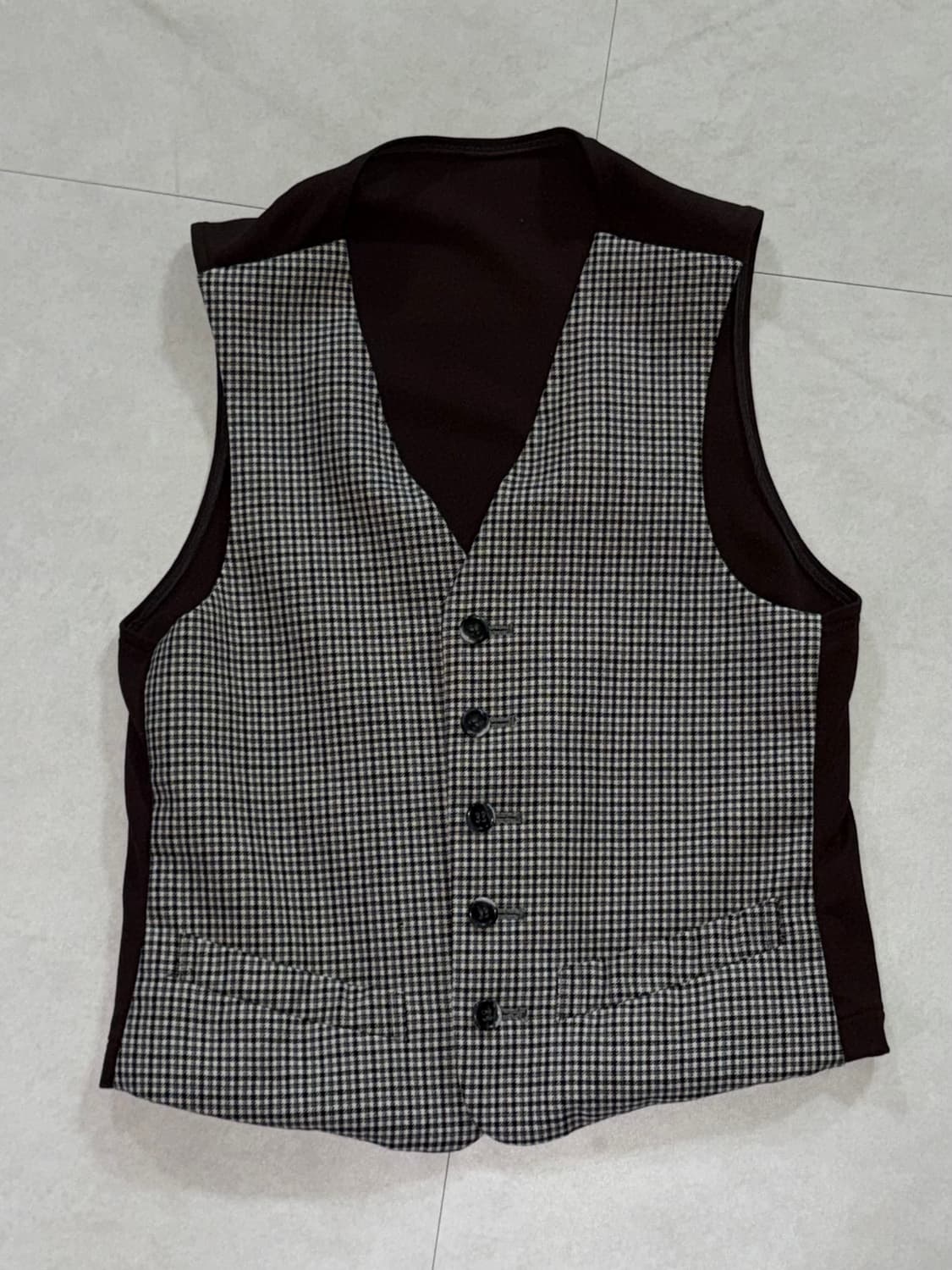 브라운 체크 조끼 / 블랙 체크 조끼 / 나시조끼 / 베스트 상품이미지1