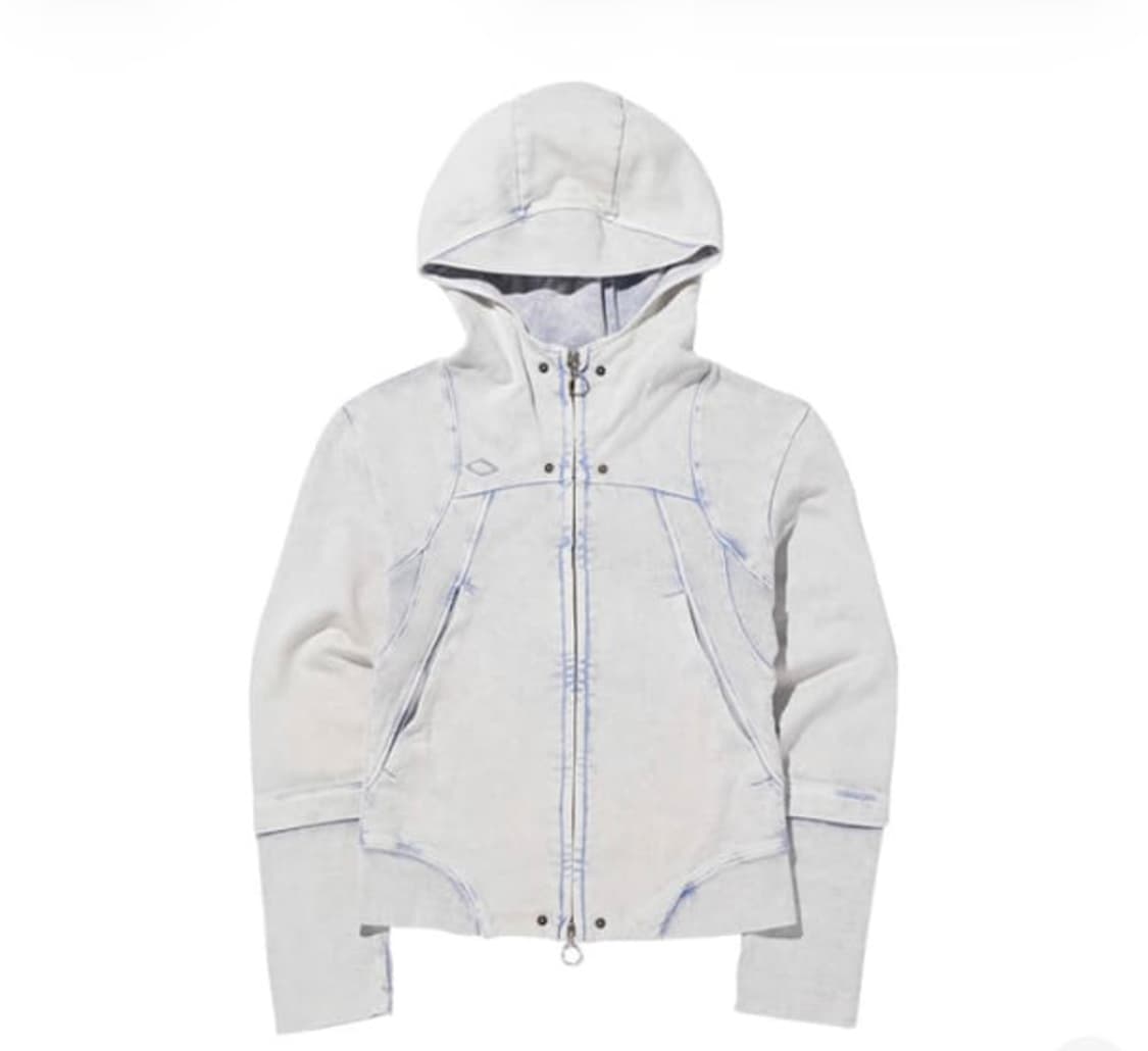 미스치프 롬버스 펀칭 후드집업 블리치드 라이트 블루 상품이미지1