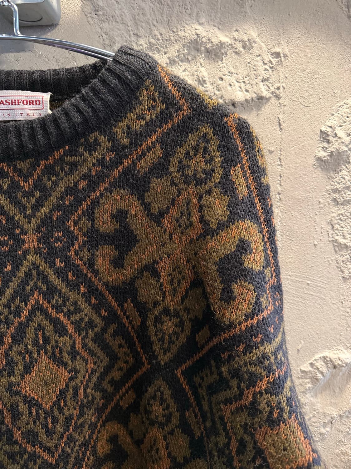 존 애쉬포드 이탈리아 페이즐리 자카드 울 니트 브라운 XL 상품이미지3