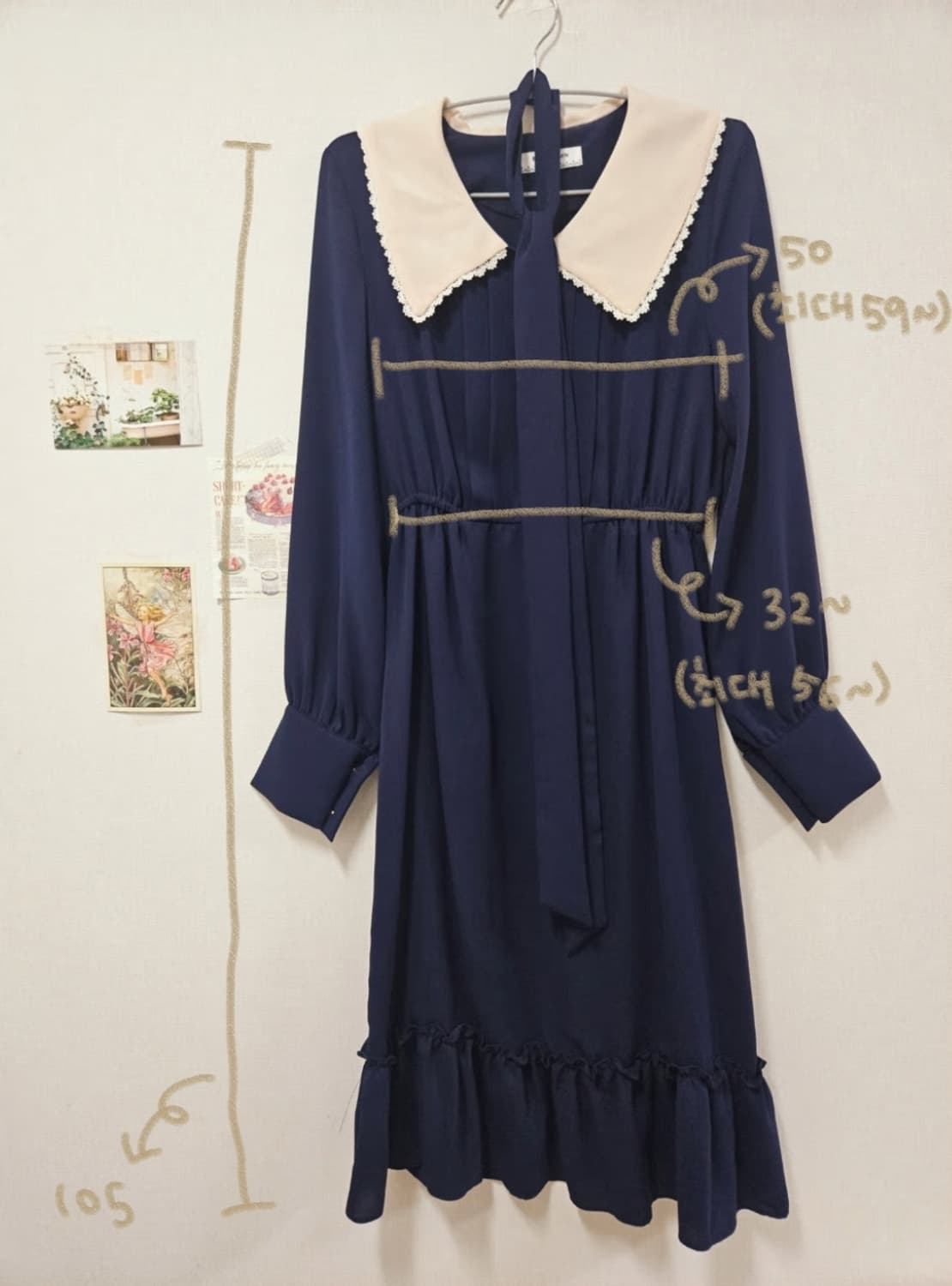 [새상품] 네이비 빅카라 원피스 상품이미지8