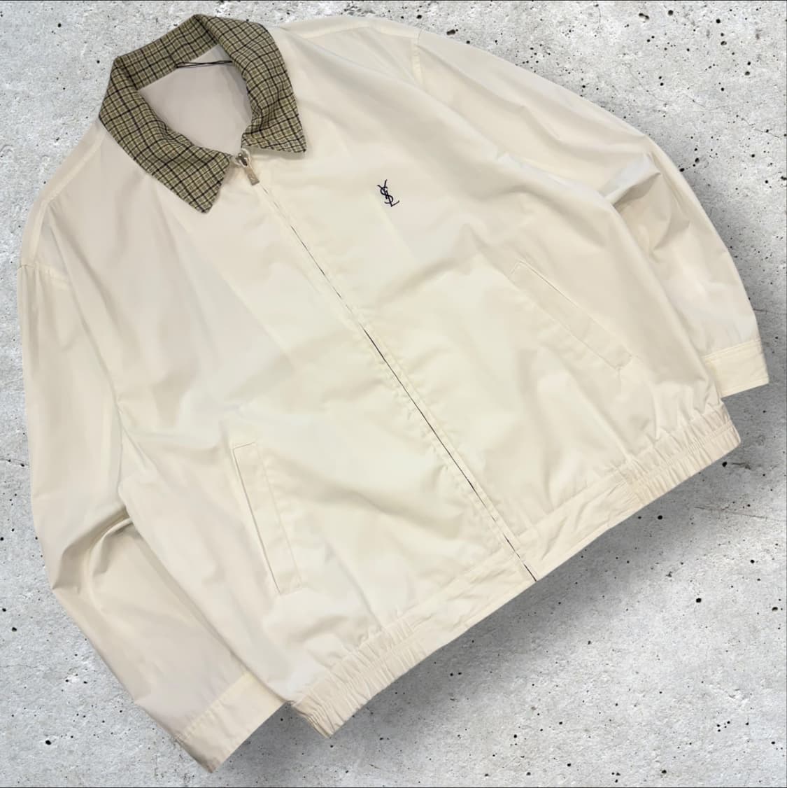 [110] YSL 입생로랑 체크 카라 화이트 자켓 B546 상품이미지1