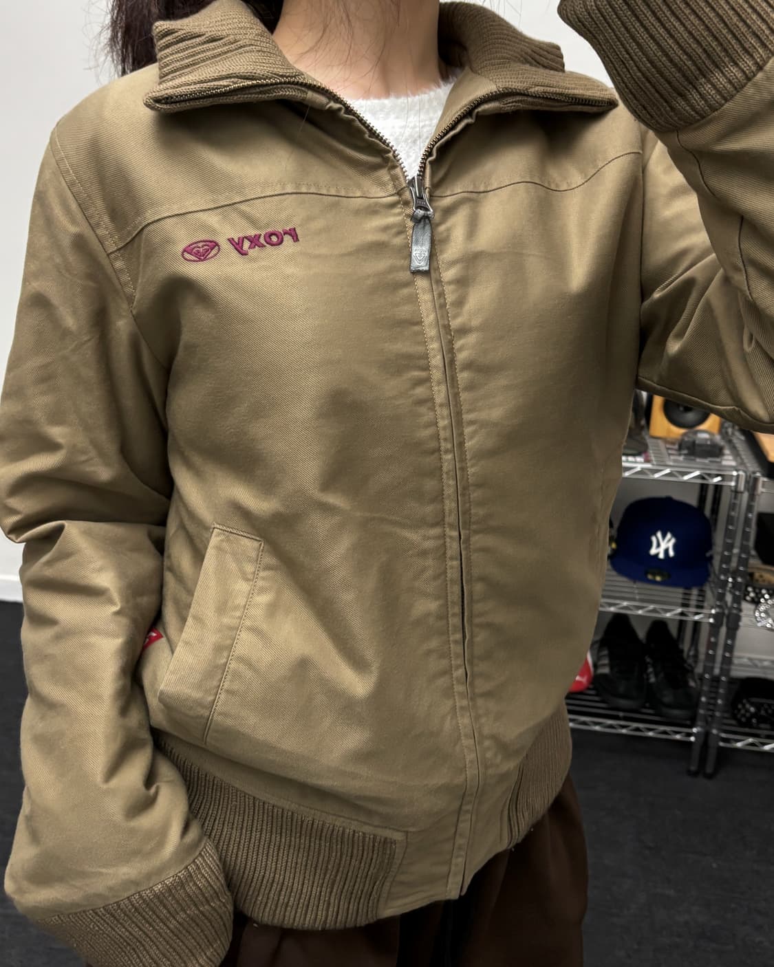 ROXY 베이직 자수로고 코튼 블루종 점퍼 상품이미지1