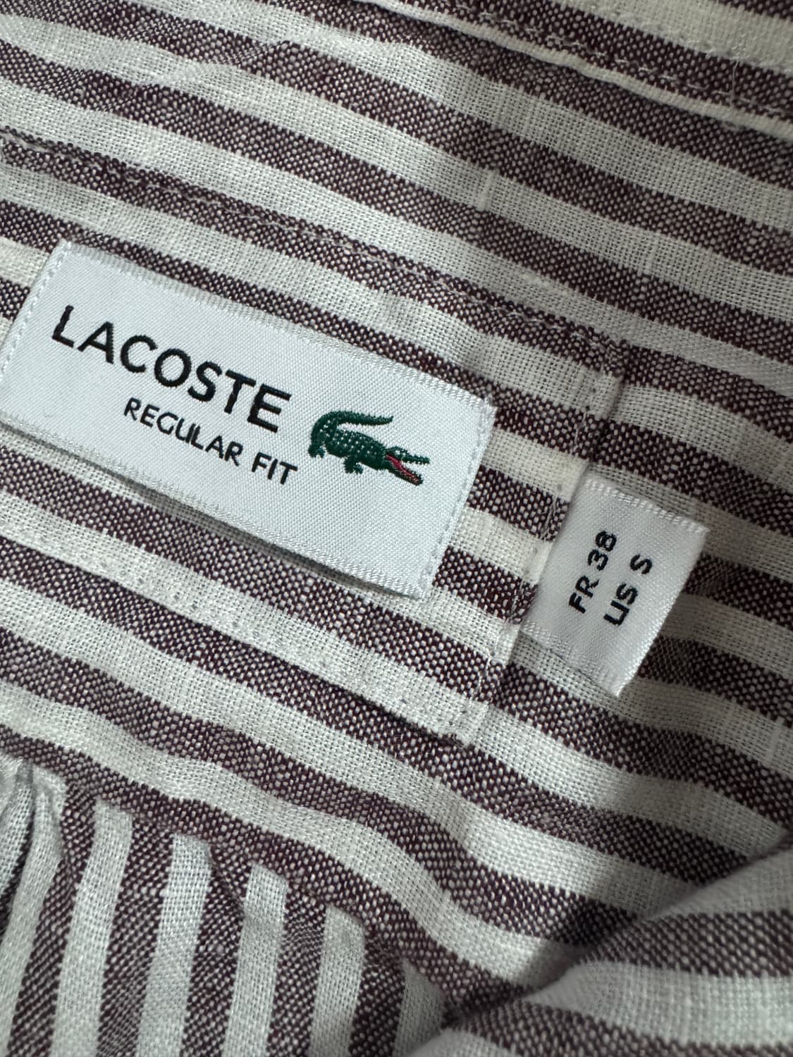 남녀공용 정품 라코스테 아마 스트라이프 셔츠 퍼플 상품이미지3