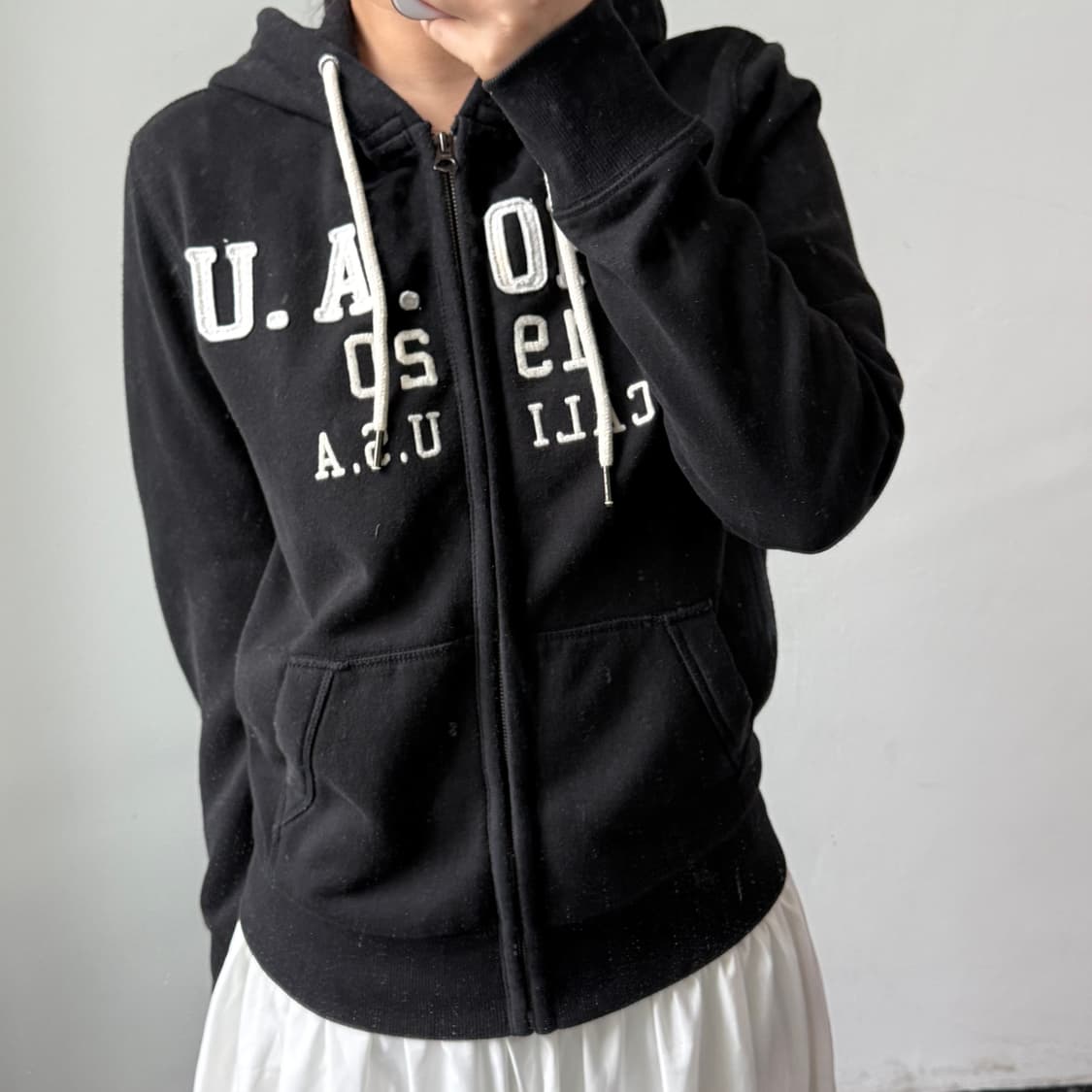 [M] 후아유 블랙 후드집업 상품이미지2