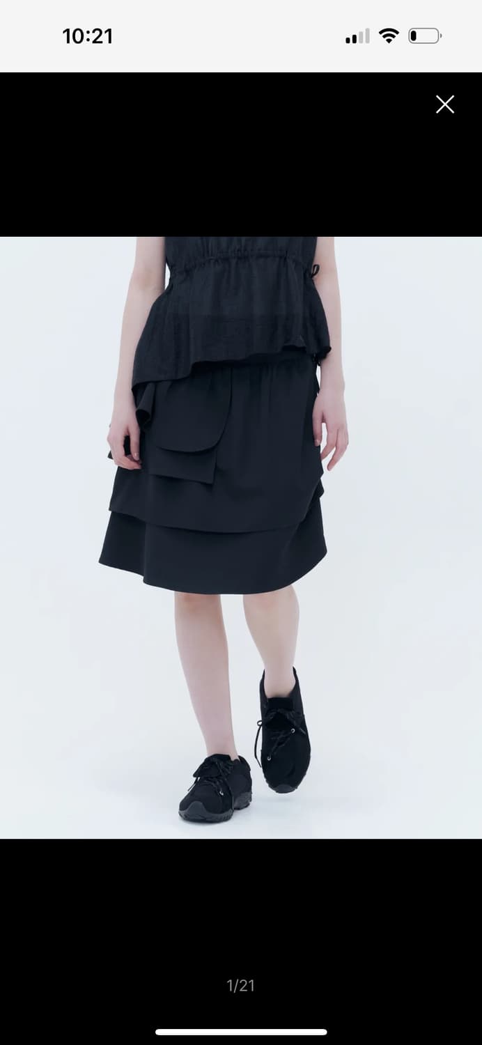 미세키서울 Unbalanced layers midi skirt BLACK 상품이미지1