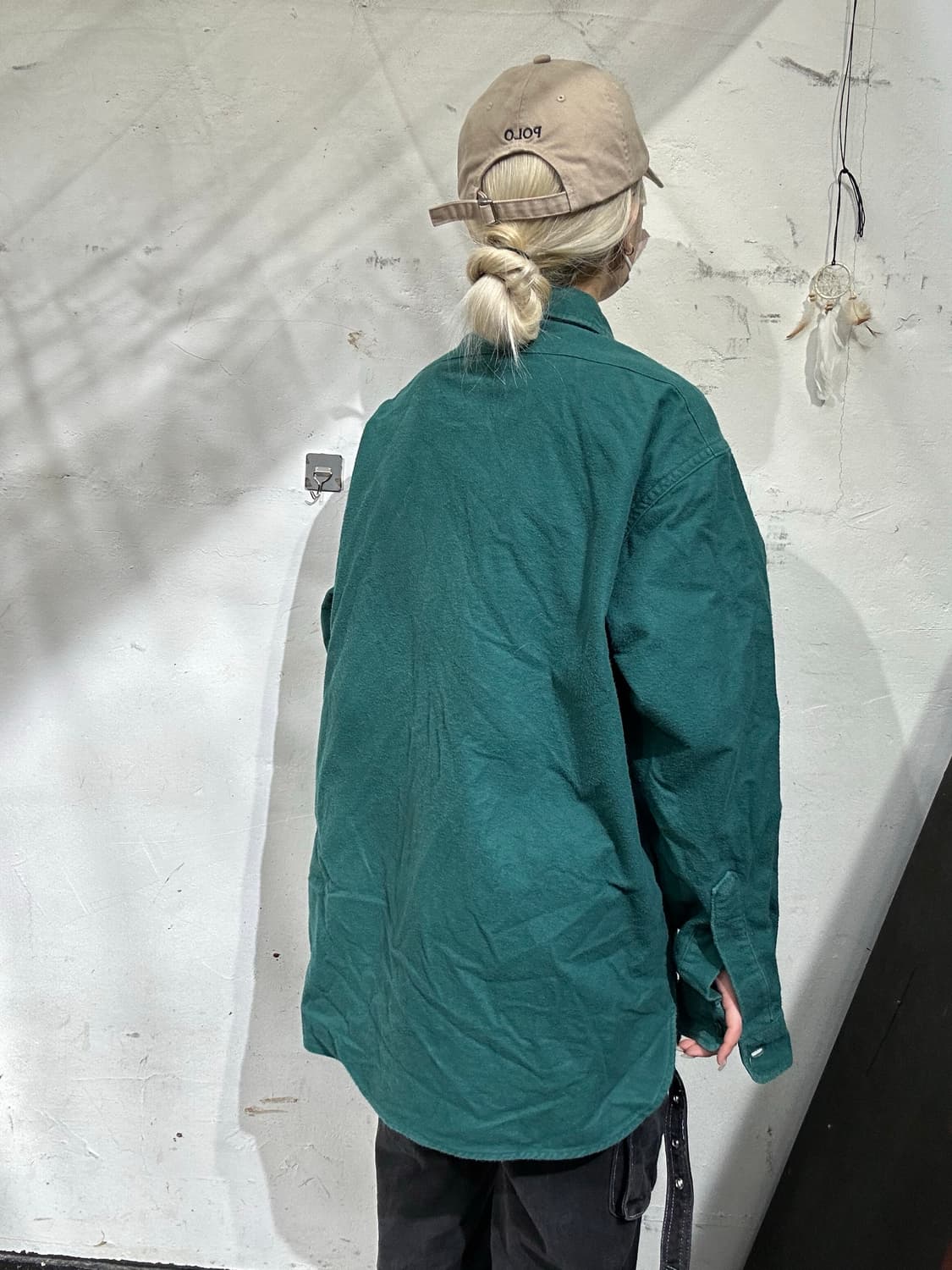 90s ll bean 엘엘빈 자수 그린 오버핏 셔츠  상품이미지3