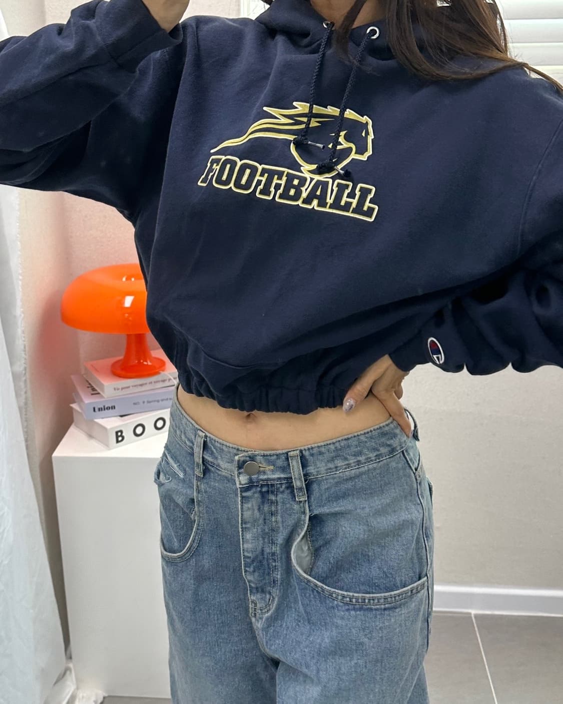 (WOMEN M)챔피온 크롭 후드-M735 상품이미지6