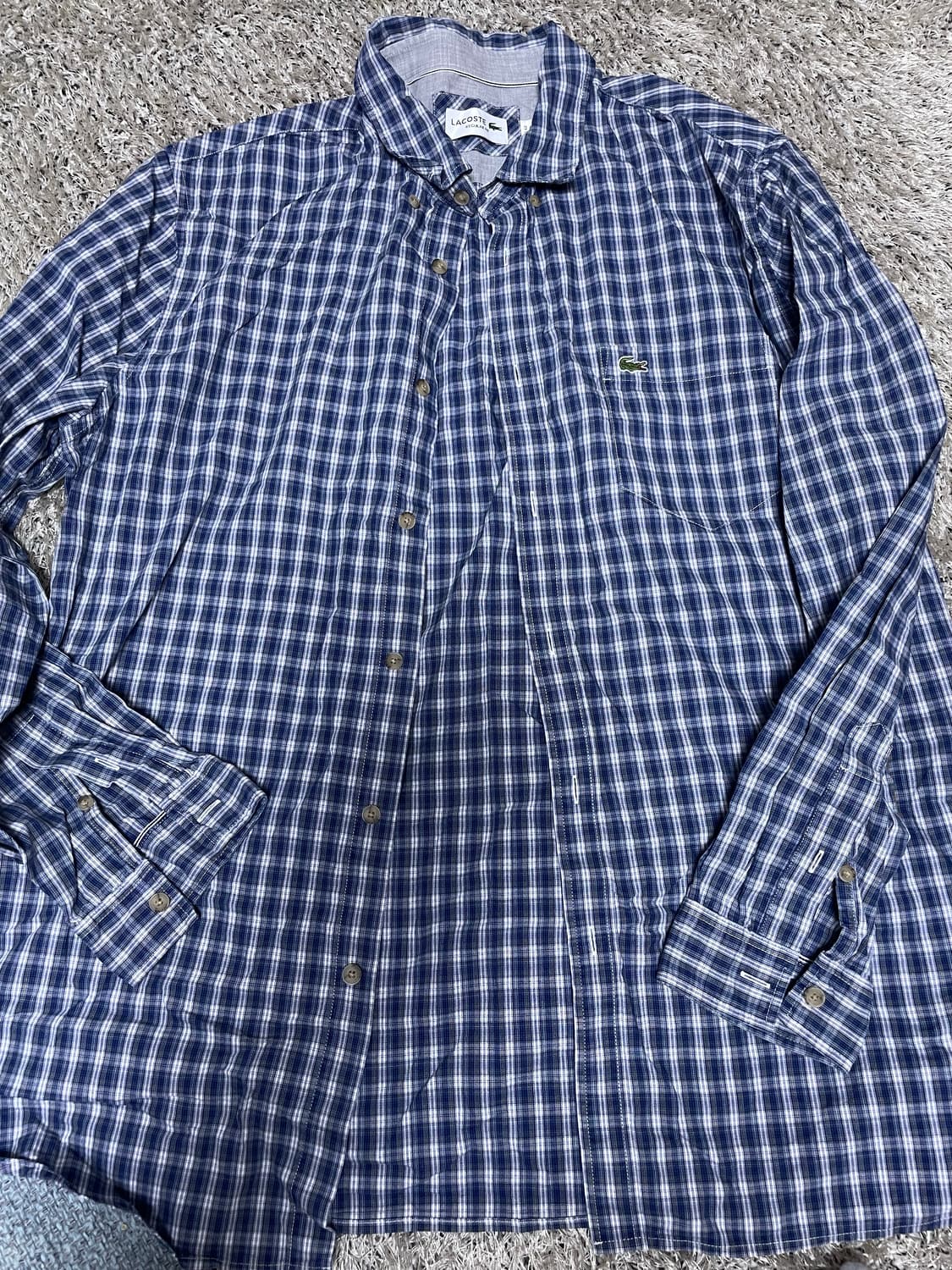 라코스테 체크 긴팔셔츠 사이즈 105 상품이미지1