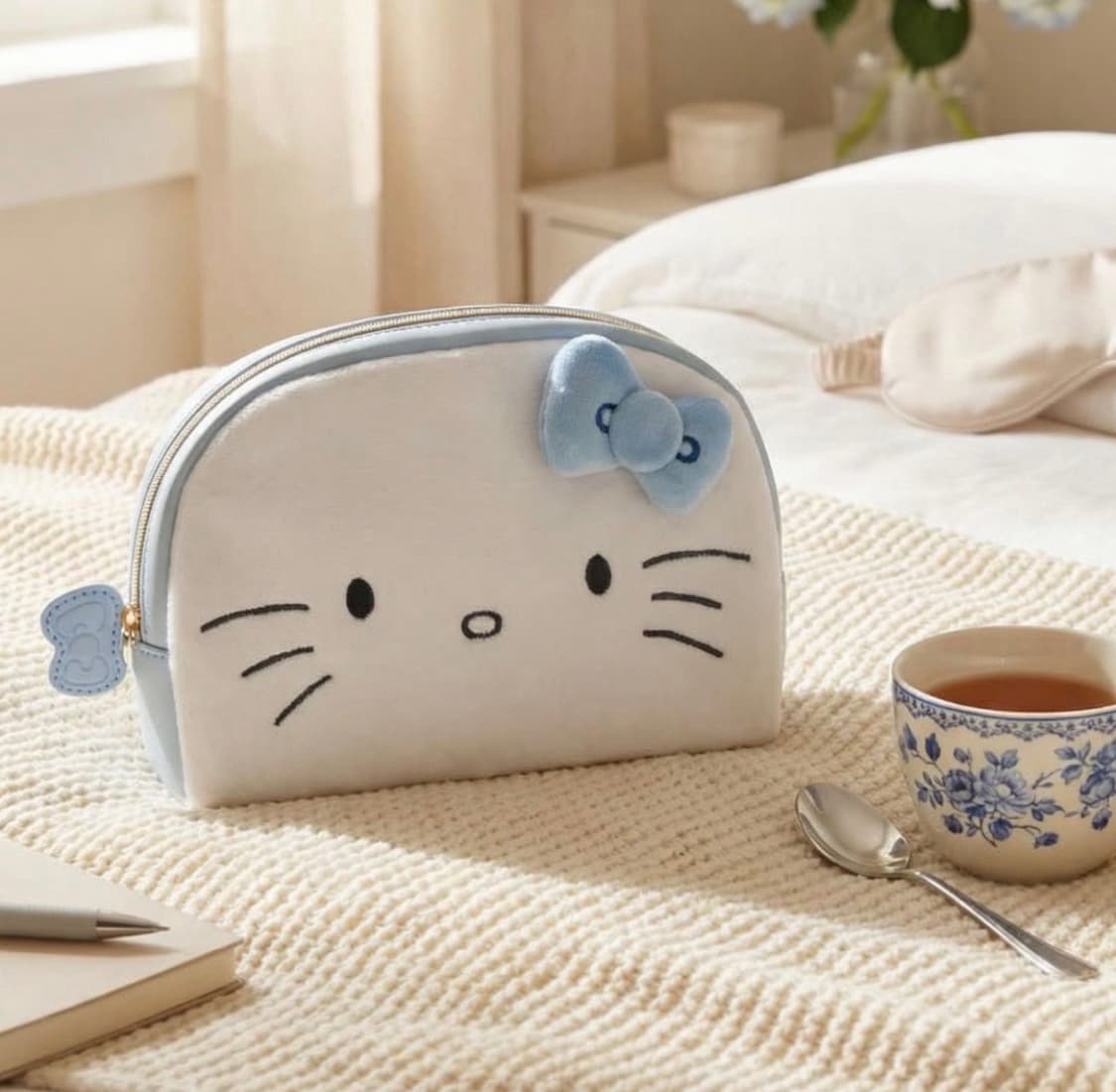 헬로키티 미즈이로 하늘색 화장품 파우치 상품이미지3