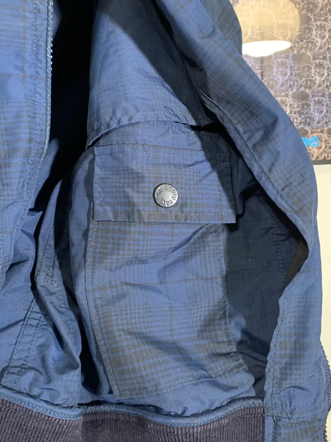 노스페이스 퍼플라벨 블루 체크 패턴 블르종 ma1 자켓 상품이미지5