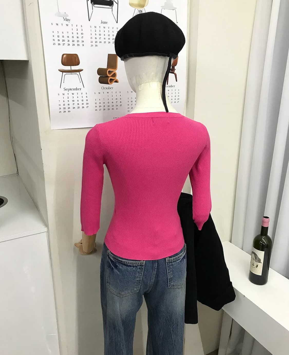 꾸레쥬 로고 골지 니트 상품이미지7