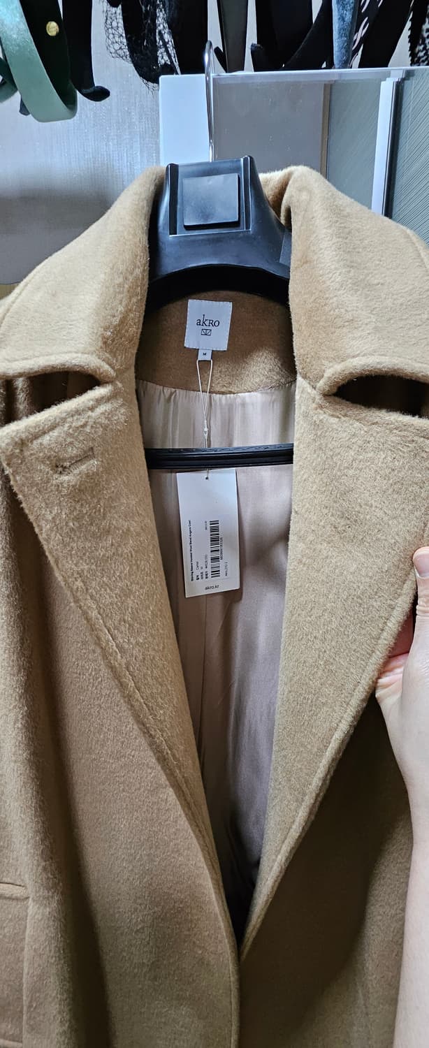 새상품 # akro 아크로 여성용 알파카 카멜 후드 롱코트 상품이미지9