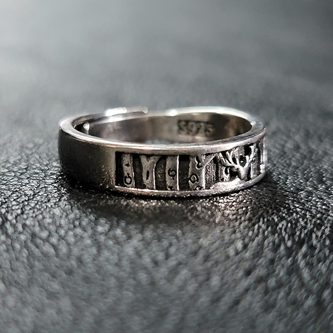 Shinrok 실버 남자 엔틱 빈티지 명품 고대 숲 사슴 반지 상품이미지2