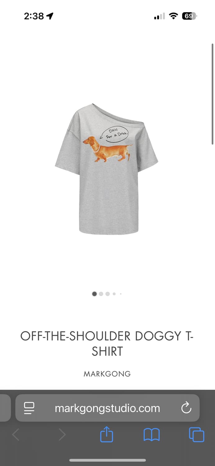 마크공 markgong OFF-THE-SHOULDER DOGGY T-SH 상품이미지1