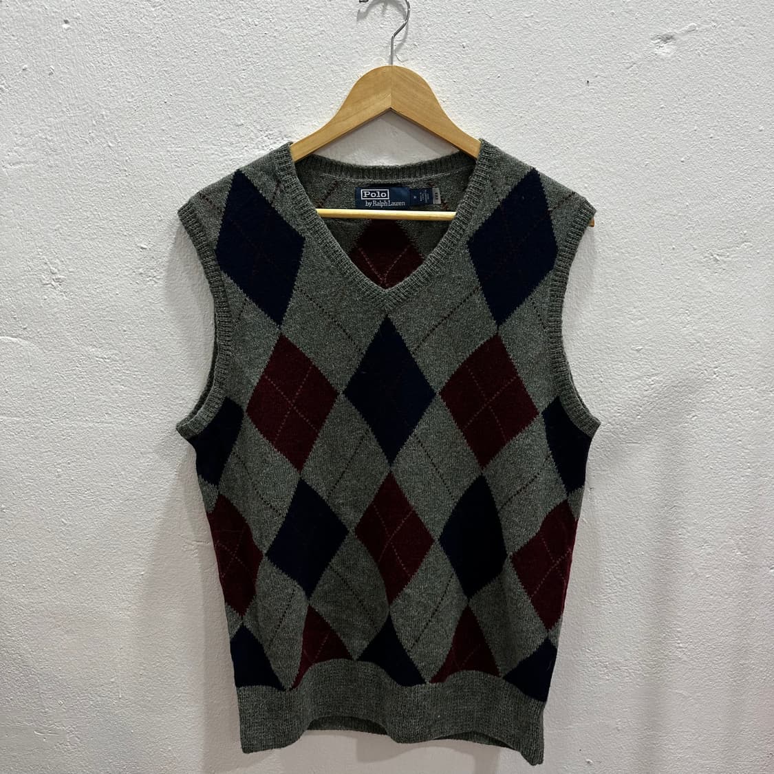 폴로 카키 아가일 니트 조끼M 상품이미지1